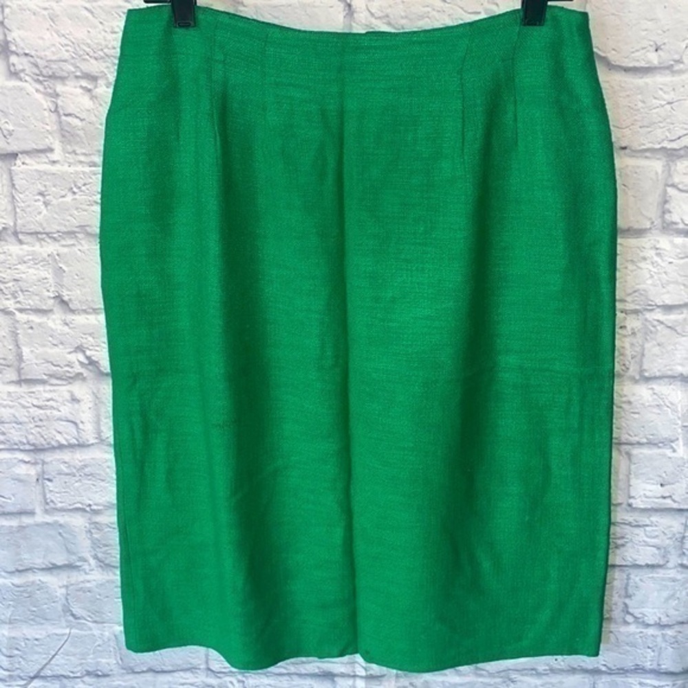 Vintage Lord & Taylor Gianni Sport Bright Green Pencil Midi Skirt with Pockets